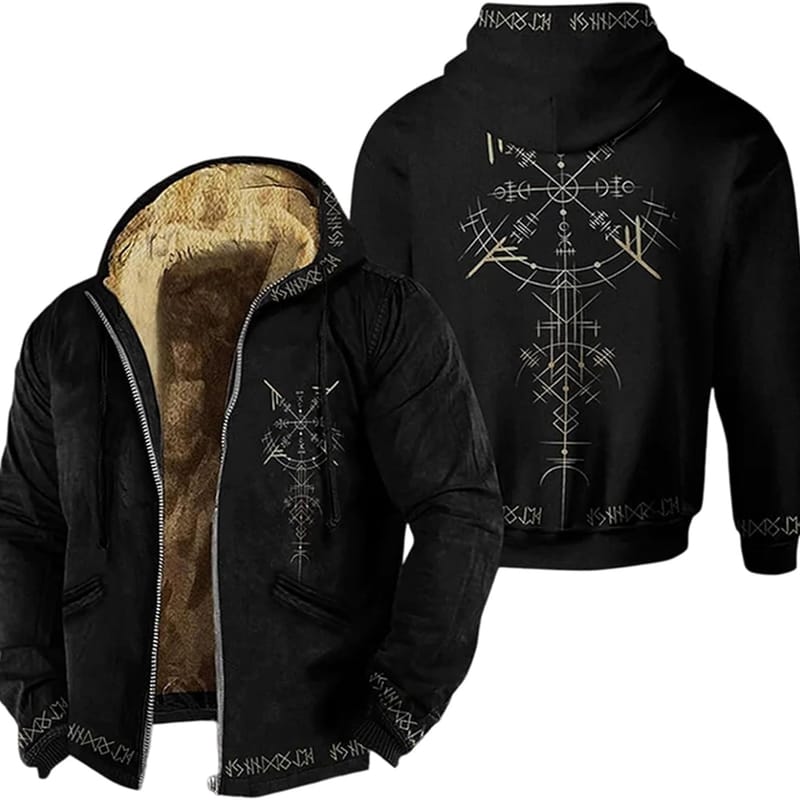 Pull Viking Femme Laine Polaire Boussole Runes